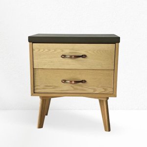Vietnam OEM Modern Solid Wood Bedside Table 2 Drawers Universal Concrete Top Night Stand Cabinet <b>for</b> <b>Home</b> <b>Bar</b> Hotel Living Room - Product Image 4