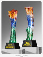 HBL trophée en cristal étoile à cinq branches prix de glaçure en verre créatif pour les employés exceptionnels sculpté souvenirs d'événement de bricolage