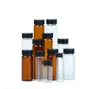 Tip 1 borosilikat cam 1/2 / 3/ 2.7 / 4 / 8 / 16 Dram 4 8 10 15 30 60 Ml açık kehribar siyah kapaklı cam vidalı üst şişeler - Product Image 2