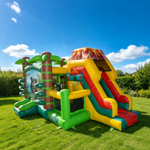 Castello Gonfiabile Commerciale in PVC a Tema Parco Dinosauri, Scivolo Gonfiabile Combinato 6x4m, Facile da Montare, per Divertimento all'Aperto - Product Image 1