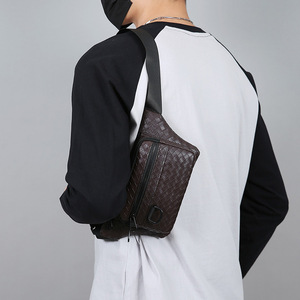 Men's Chest Bag Brown Black Gray Military Green Quilted Fanny Pack Crossbody Shoulder Bag Everyday Commuting Casual Style - Product Image 4