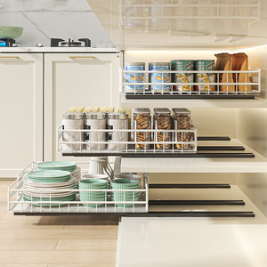 Étagère de rangement coulissante en métal pour armoire de cuisine, <span class=keywords><strong>organisateur</strong></span> rétractable <span class=keywords><strong>sous</strong></span> évier pour épices, bouteilles et casseroles - Product Image 3
