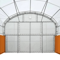 Auvent de conteneur maritime 30x40 pieds en PVC 610 g/m² à double treillis avec paroi arrière fermée et façade rabattable sans soudure