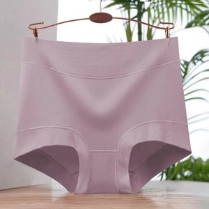 Ropa interior de cintura alta para mujer, talla grande, entrepierna, Color sólido, algodón, vientre, cadera, punto al por mayor - Product Image 5