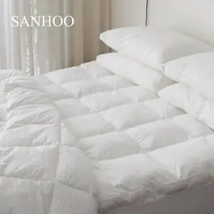 SANHOO批发酒店可洗白色400GSM超细纤维绗缝棉床垫套
