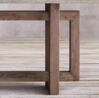 Table console en bois massif de style américain, imitation ciment, miroir, or rose, style wabi-sabi, rétro, vieilli, industriel, minimaliste, entrée