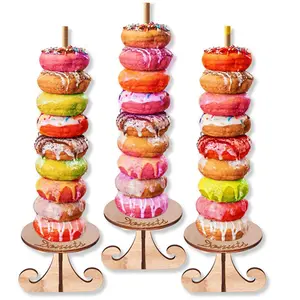 wedding table decorations donut holder wood craft donut stands Doughnut Food Buffet Display for birthday decoration