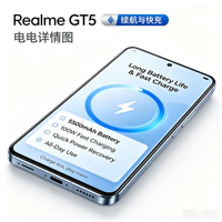 Téléphone mobile Realme GT6 5G 12 Go + 256 Go Octa Core Snapdragon 8 Gen 3 144 Hz 50 MP OIS Charge rapide 100 W Multilingue
