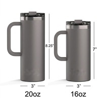 Venta al por Mayor de Vasos Térmicos de Acero Inoxidable con Aislamiento al Vacío de Doble Pared, Revestimiento Cerámico, con Asa para Viaje, de 16 y 20 oz