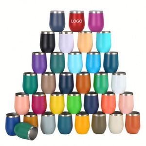 แก้วน้ำสุญญากาศสองชั้นแบบกำหนดโลโก้เองได้ ขายส่ง ขนาด 12 ออนซ์ แก้วสแตนเลสแบบมีฝาปิดสำหรับใส่ไวน์ ขนาด 12 ออนซ์ จำนวนมาก - Product Image 5