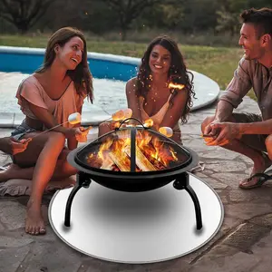 HelloWorld दौर 11 59 इंच आउटडोर करने के लिए गर्मी प्रतिरोधी Firemat Firepit के तहत के लिए चटाई आग गड्ढे