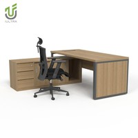 Bureau d'ordinateur exécutif IULTRA, design moderne en forme de L, table de PDG avec gestion des câbles intégrée, résistant à l'eau, garantie 10 ans
