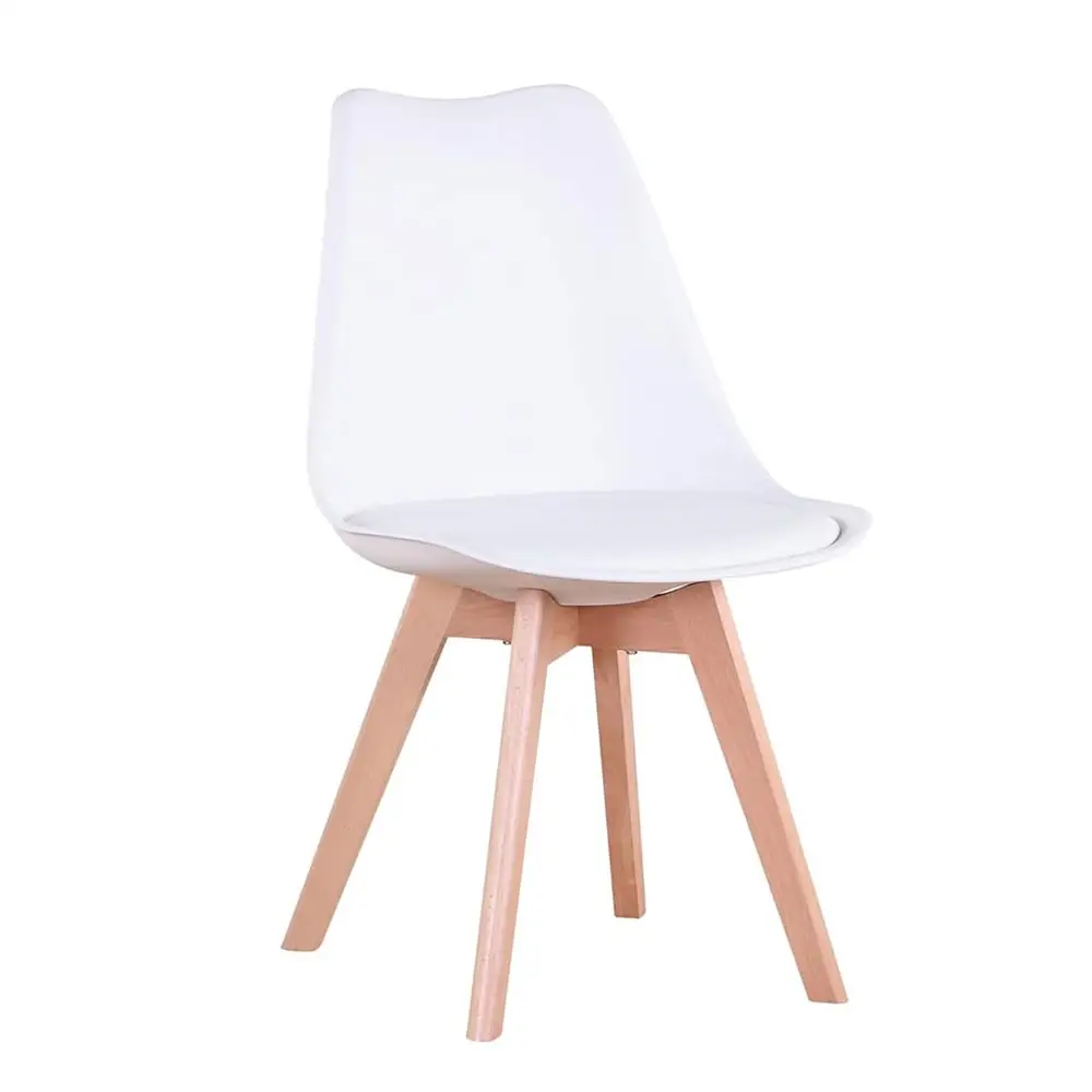 NBHY Atacado Nordic Plastic Tulip Style Dining Cafe Side Chair com pernas de madeira