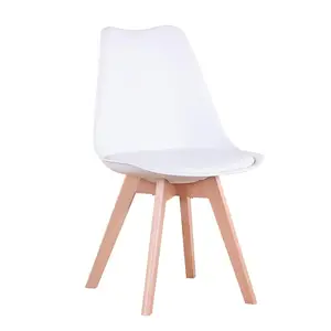 NBHY grosir gaya Tulip plastik Nordik kursi samping kafe makan dengan kaki kayu