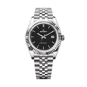 Montre de haute qualité avec cadran gaufré, bracelet Jubilé semi-brossé et semi-polie, lunette cannelée, compatible mouvements ETA 2824-2/SW200/SW260 - Product Image 3
