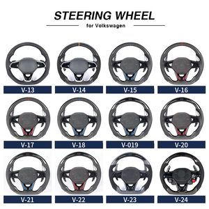 Volant en cuir semi-perforé avec bouton de démarrage, en fibre de carbone et LED pour VW Volkswagen <span class=keywords><strong>Golf</strong></span> R 6 7 7.5 <span class=keywords><strong>8</strong></span> MK8 MK7 8R Gti <span class=keywords><strong>Gtd</strong></span> - Product Image 6