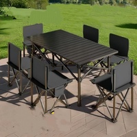 Meubles d'extérieur modernes écologiques et imperméables en acier au carbone, ensembles de tables et de chaises pliantes pour le camping, le pique-nique et la plage