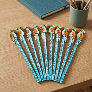 Crayon en bois bleu portable avec impression numérique pour cadeaux de bienvenue - Product Image 2