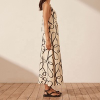 Luxe été automne bohème Vintage impression femmes robes élégant ample sans manches haute qualité col en v Maxi lavable