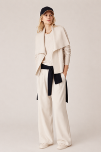 Direct Selling Premium Merino Wool Diamond Cable Knit <strong>Waterfall</strong> Collar Belted <strong>Cardigan</strong> for Elegant Daily Outfits - Product Image 3