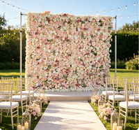 Mur de fleurs artificielles en tissu portable, rose multicolore, pour décoration de mariage, événement ou photomaton