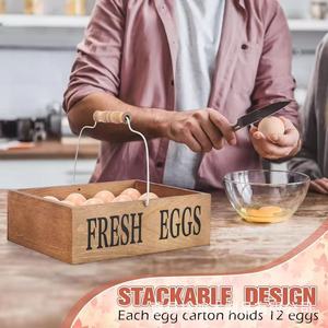 Wooden Egg Storage <b>Box</b> With Handle <b>Large</b> Capacity For Fresh Eggs <b>Gift</b> Use - Product Image 2