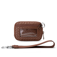 Porte-monnaie personnalisé avec logo, pochette de poignet pour femme, petite bourse à monnaie zippée, porte-clés, pochette de poignet avec fenêtre d'identification