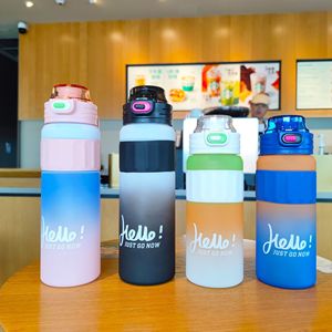 Hello Just Go Now Water Bottle 500ml Gradient Color Sport Travel Mug Fitness Drink Bottle With Straw Direct Drinking - Product Image 1