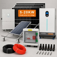 Système d'énergie solaire complet 5 kW 10 kW 20 kW avec stockage par batterie au lithium, hybride éolien-solaire pour l'alimentation domestique