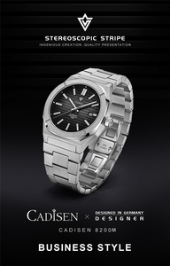 Montre-bracelet mécanique automatique de luxe CADISEN C8200M, design <span class=keywords><strong>allemand</strong></span>, pour homme, acier inoxydable, étanche 100 m, montre tendance - Product Image 3