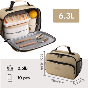 Sac isotherme en polyester de 6,3 L avec fermeture éclair pour le déjeuner scolaire, sac de transport thermique pour <span class=keywords><strong>repas</strong></span>, pour femmes et hommes - Product Image 6