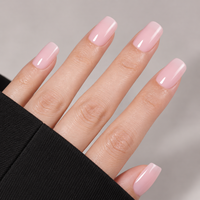 Lot de 32 faux ongles courts en ABS rose poudré, brillants, solides et imperméables, à presser – Meilleur prix de gros