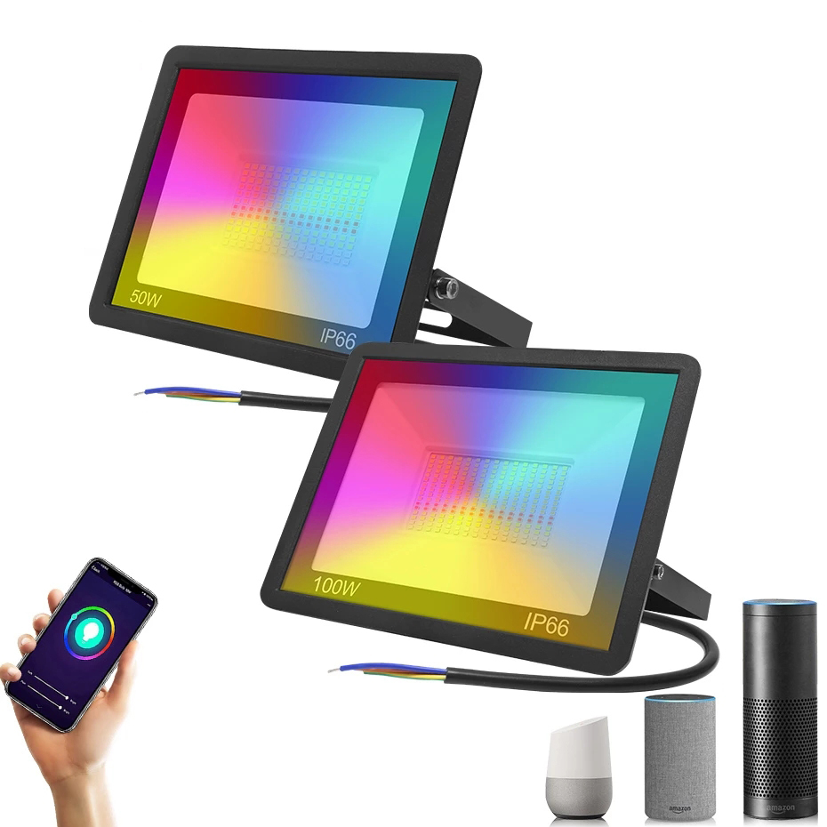 Светодиодный рефлектор RGB Smart Spotlight Tuya Wifi Smart Life 30 Вт водонепроницаемый уличный прожектор 220 в теплое и холодное освещение