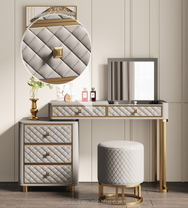<span class=keywords><strong>De</strong></span> clase alta <span class=keywords><strong>de</strong></span> cuero Simple vanidad tocador con espejo grande casa dormitorio Dresser diseños modernos aparadores conjuntos - Product Image 1