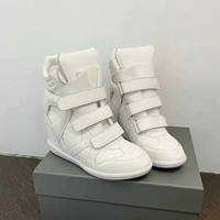 Chaussures montantes décontractées pour femmes, personnalisées par le fabricant, en daim à semelle plate avec fermeture Velcro, rehaussantes et sportives