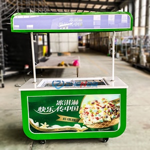 Chariot de livraison alimentaire mobile électrique à 4 roues en acier ZHENDA avec abri, garantie 12 mois, pour bar à glaces extérieur, kiosque, centre commercial - Product Image 4