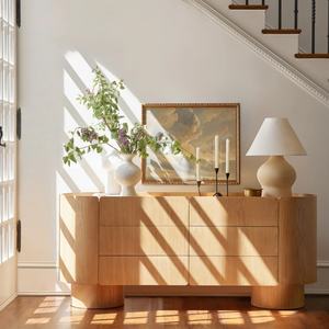 Commode d'angle de style européen, grande armoire de rangement en bois avec 6 tiroirs pour chambre à coucher - Product Image 4