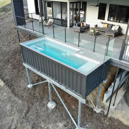Özelleştirilmiş konteyner yüzme havuzu büyük açık zemin üzerinde prefabrik nakliye fiyat konteyner havuzu