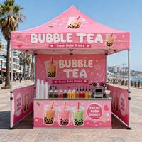 Tente de vente pliable et personnalisable, résistante aux intempéries, en tissu Oxford, coupe-vent, pour stand commercial de bubble tea