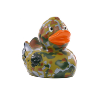 Canard en caoutchouc léger et amusant, flottant lesté, sans trous, motif dessin animé, blanc, bleu camouflage, vert, pour le bain