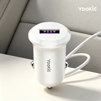YooKiE PC17 Pengisi Daya Mobil Cerdas 1-USB 18W dengan Kabel USB-A ke Type-C QC3.0 Pengisian Cepat untuk Ponsel
