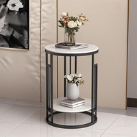 Table basse moderne ronde ou rectangulaire avec cadre doré, style nordique, luxe léger, pour salon