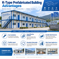 Bâtiment préfabriqué de type K, structure en acier, panneau sandwich, maison modulaire contemporaine épaissie, bureau de chantier