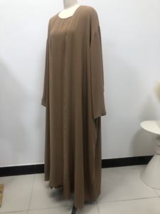 OEM/ODM Color puro tela hendidura puño lactancia vestido interior estilo modesto fuera reversible abaya con bufanda - Product Image 5