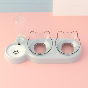 Double gamelle pour chien et chat avec remplissage automatique d'eau, base stable anti-basculement, facile à nettoyer, gamelles amovibles pour usage quotidien des animaux de compagnie - Product Image 1