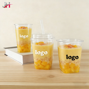 Vasos de Plástico Cuadrados <span class=keywords><strong>Transparentes</strong></span> Desechables de PET con Tapas, Personalizados con Logotipo, en Oferta, de 10oz, 12oz, 14oz, 16oz, 20oz, 22oz y 24oz - Product Image 2
