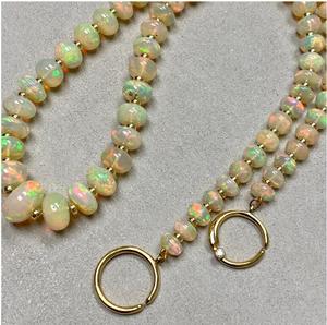 Collar con cuentas de ópalo etíope de piedras preciosas naturales reales con chapado en oro amarillo de 18 quilates - Product Image 3
