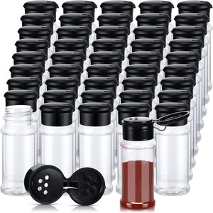 Frascos Redondos de Plástico para Especias, Recipientes para Condimentos con Tapas Negras de Rosca, Envases Vacíos para Almacenar Especias, 150 ml - Product Image 1