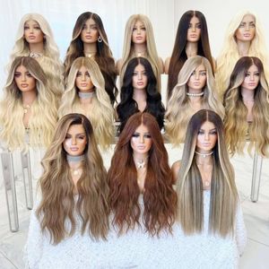 Perruques ondulées de haute qualité en gros, couleur brun foncé et jaune doré, <span class=keywords><strong>sans</strong></span> colle - Product Image 5