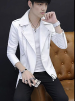 Blouson Moto Décontracté Homme Coupe Droite en Cuir PU Noir avec Fermeture Éclair et Col Revers, Coupe-Vent Polyvalent, Personnalisable avec Votre Logo (OEM)